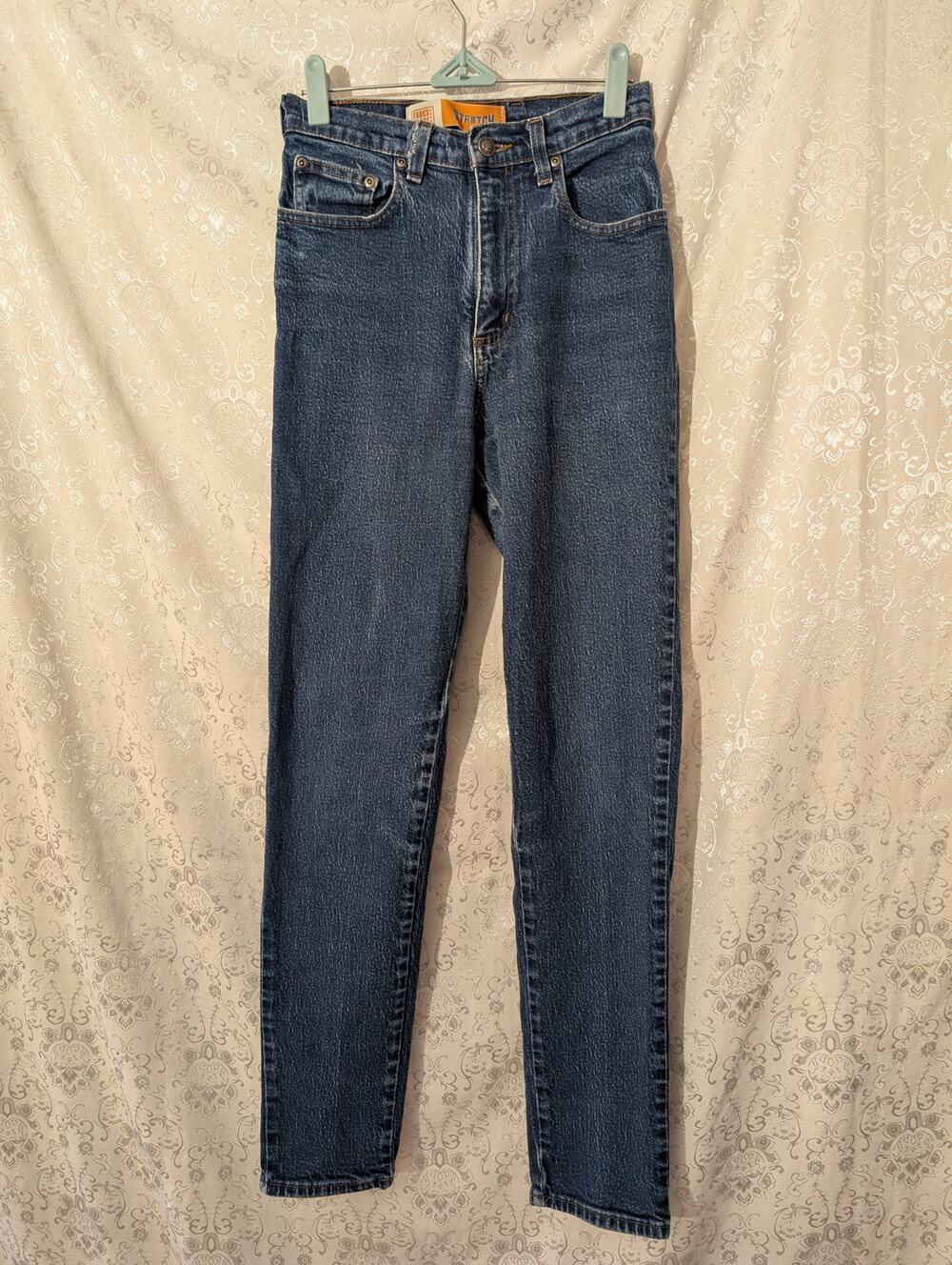 Vintage Y2K Faded Glory High Rise Straight Leg Jeans Dark Wash Stretch